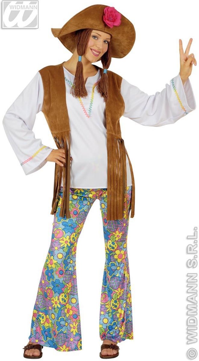 Hippie Kostuum | Hippie Vrouw, Woodstock Love And Peace Kostuum | Small | Carnaval kostuum | Verkleedkleding